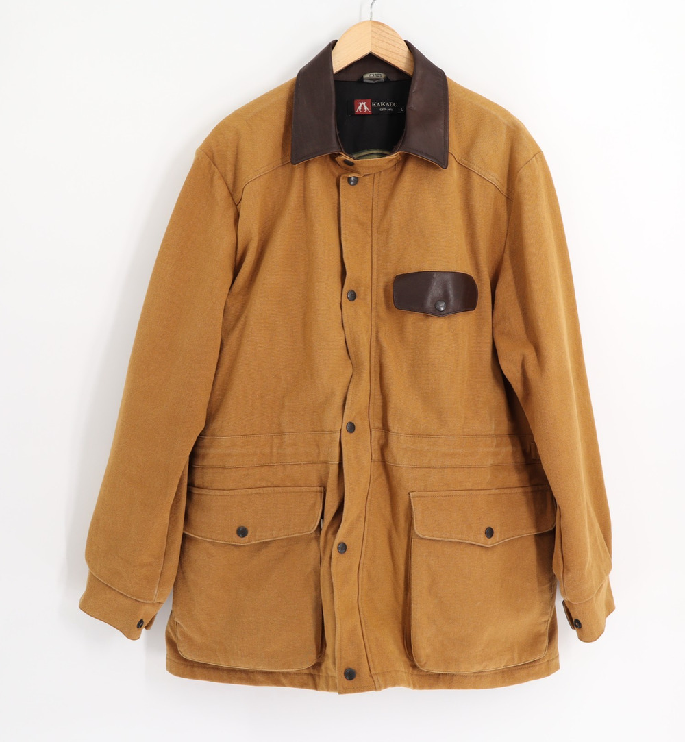 Kakadu Pilabra Jacket Mustard Traders Australia Brown Cotton Leather 3J02 Sz L